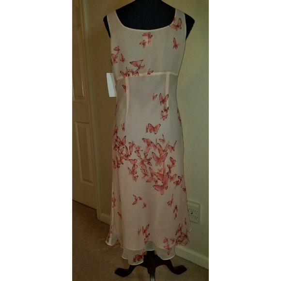 ✅SUMMER DRESS NWT sz 6 La Rue 39 100% silk fully lined bitterfly empire waist - Picture 2 of 14